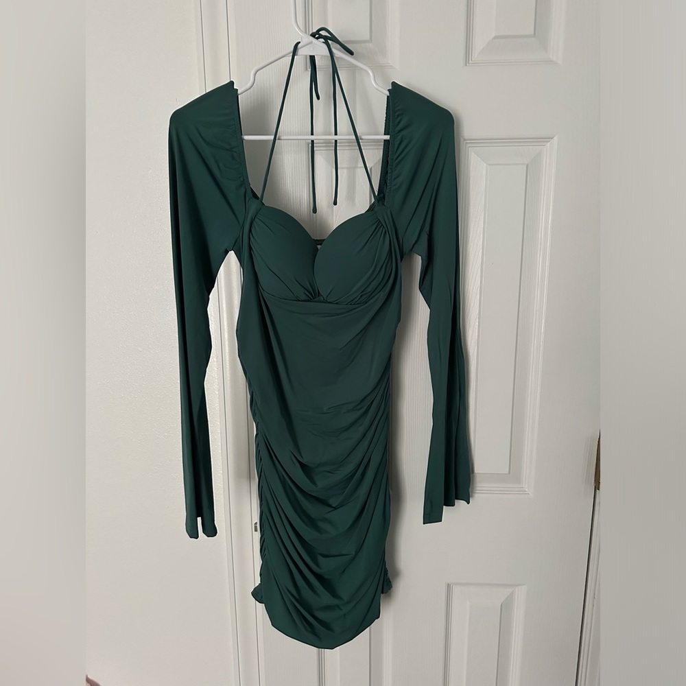 Teal long sleeve princess polly formal dress
